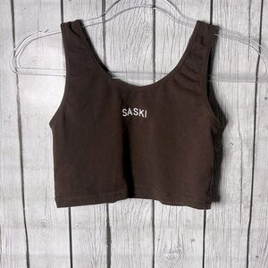 Saski collection brown cropped tank top size small
